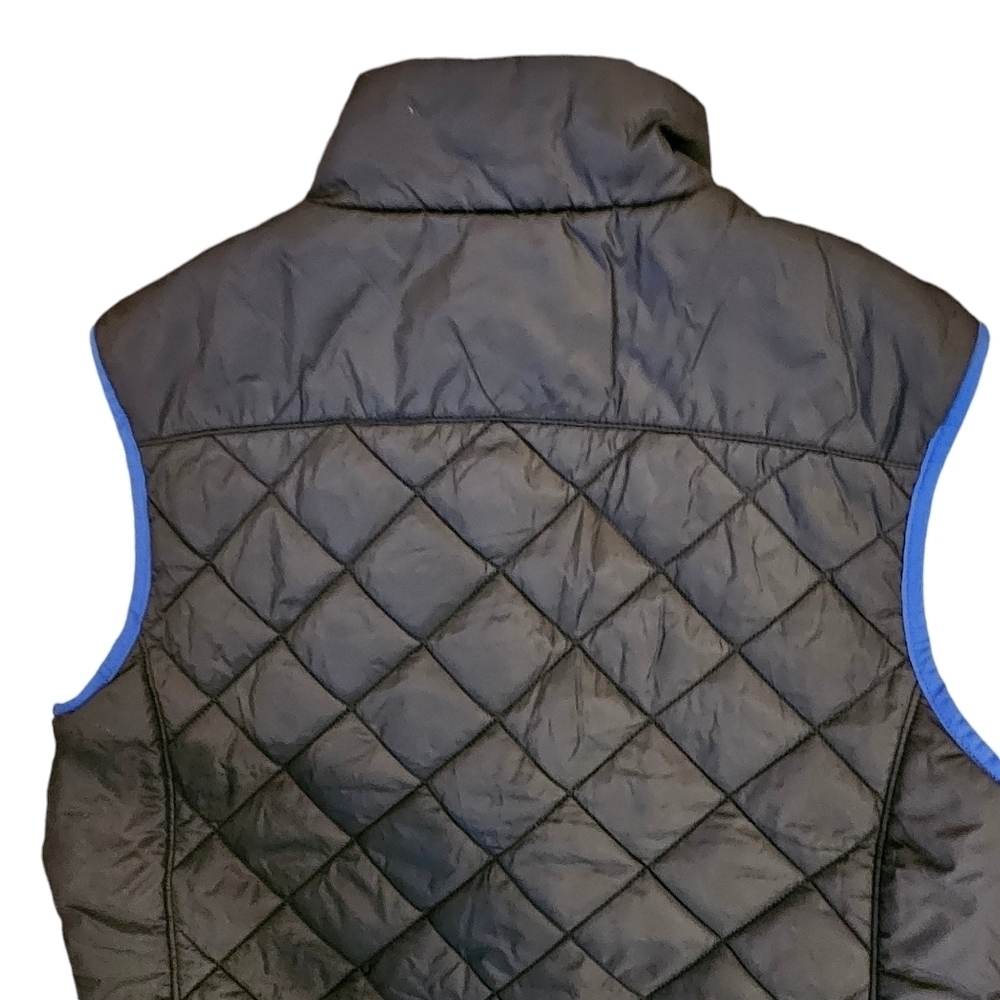 Lands End Black and Blue Quilted Vest with Stand up Collar - Picture 4 of 6